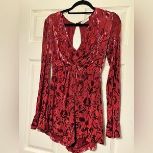 Velvet Lush Romper short with flare sleeve